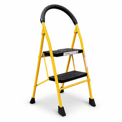 HOUZA Steel Ladder for Home 6 Steps Foldable with Anti-Skid Wide Steps (30cm x 20cm) | 6 Step Ladder for Home Use with D-Shape Rods | Secure Lock | 150 Kg Capacity Folding Ladder | 5 Year Warranty