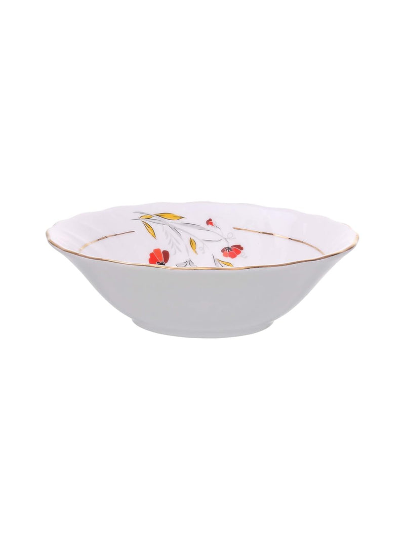 Clay Craft Fine Quality Ceramic Printed Dinner Set 18 Pieces Set, White, (MW-159), For Family of 6, Dinner Set Ceramic, Crockery Set, Dining Set for Dinner, Plates and Bowls Set, Crockery Set for Gift