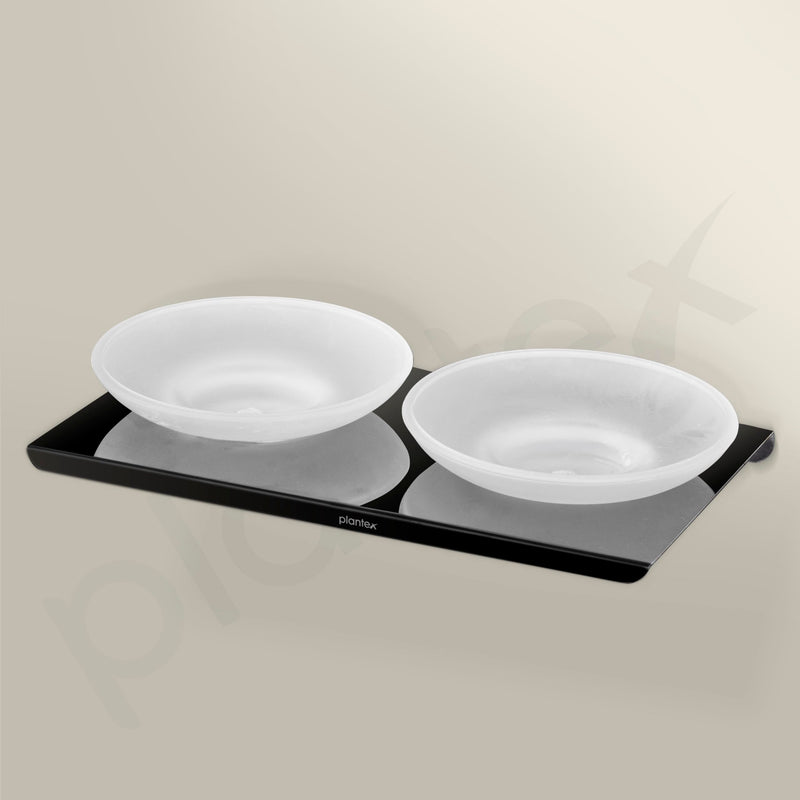 Plantex Stainless Steel Double Soap Holder for Bathroom/Soap Stand/Wall Mounted Soap Holder/Bathroom Accessories - (Black-Chrome)-4