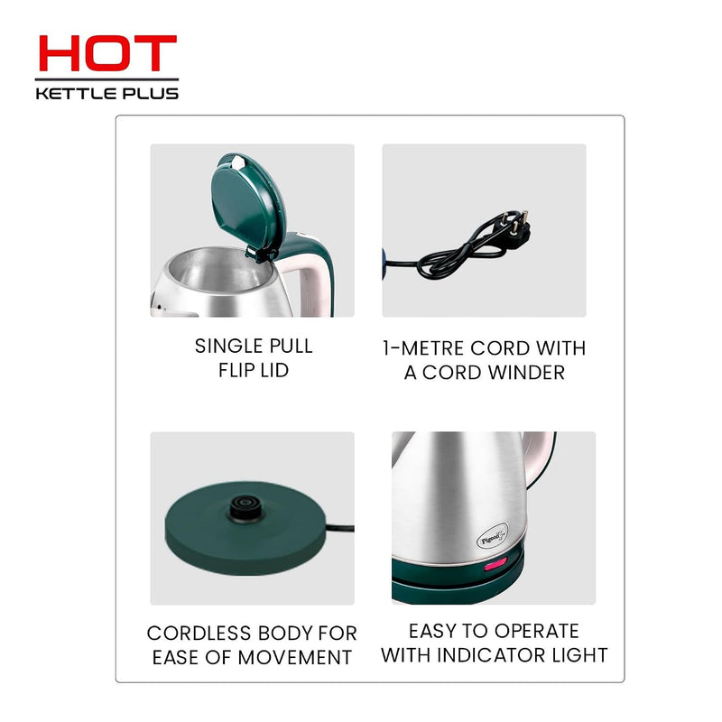 Pigeon by Stovekraft Hot Plus Electric Kettle (16245) with Stainless Steel Body, 1.5 litre, used for boiling Water, maki
