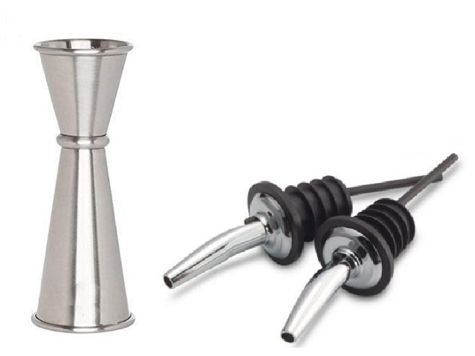 Dynore Stainless Steel Wine,Oil Pourer/Pour Spout, Classic Free Flow Bartender Bottle Pourer with Tapered Spout, Set of 2 Pcs