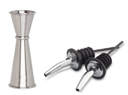 Dynore Stainless Steel Wine,Oil Pourer/Pour Spout, Classic Free Flow Bartender Bottle Pourer with Tapered Spout, Set of 2 Pcs