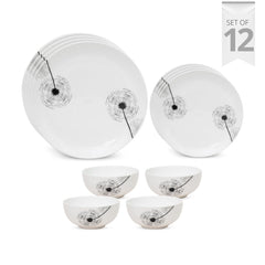 Clay Craft Fine Ceramic Eco2 Dinner Set (Set of 12), for Family of 4, Dinner Set Ceramic, Crockery Set, Dining Set for Dinner, Crockery Set for Gift, Kitchen Set for Home, Daily Use Crockery Set