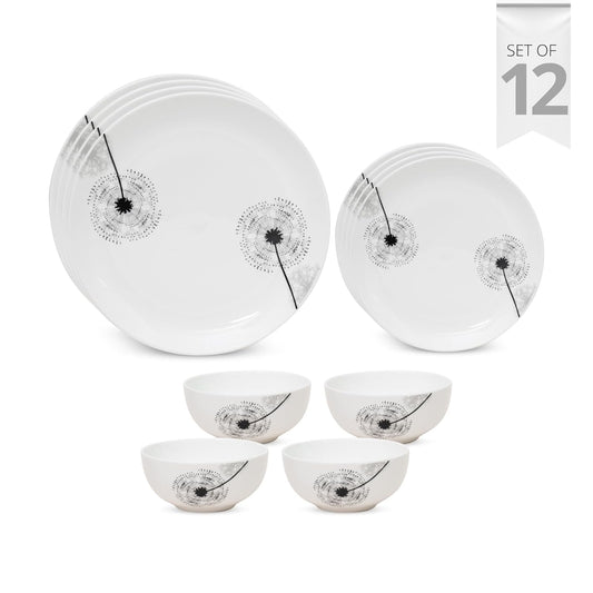 Clay Craft Fine Ceramic Eco2 Dinner Set (Set of 12), for Family of 4, Dinner Set Ceramic, Crockery Set, Dining Set for Dinner, Crockery Set for Gift, Kitchen Set for Home, Daily Use Crockery Set