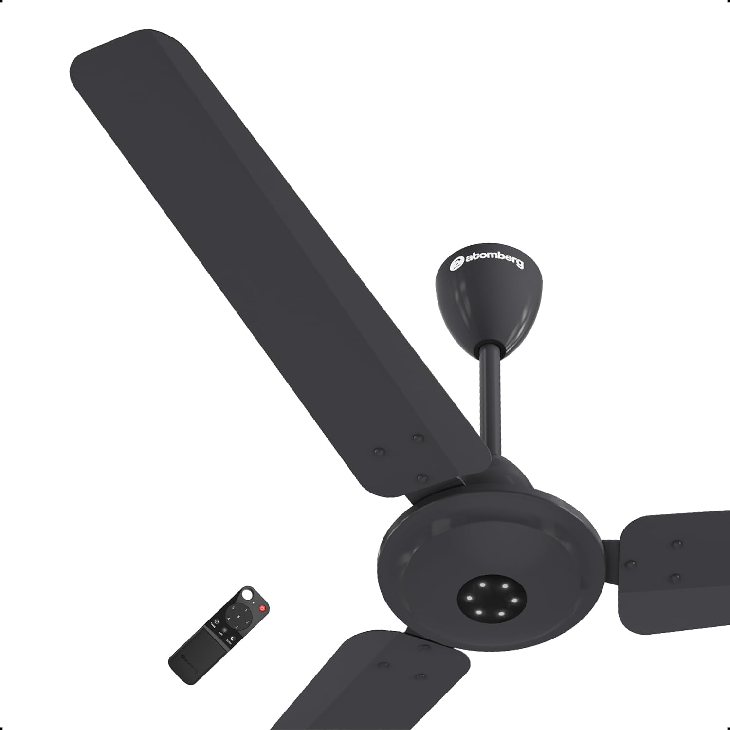 atomberg Efficio Alpha 1200mm BLDC Ceiling Fan with Remote Control | BEE 5 star Rated Energy Efficient Ceiling Fan | High Air Delivery with LED Indicators | 2 Year Warranty (Pebble Grey)