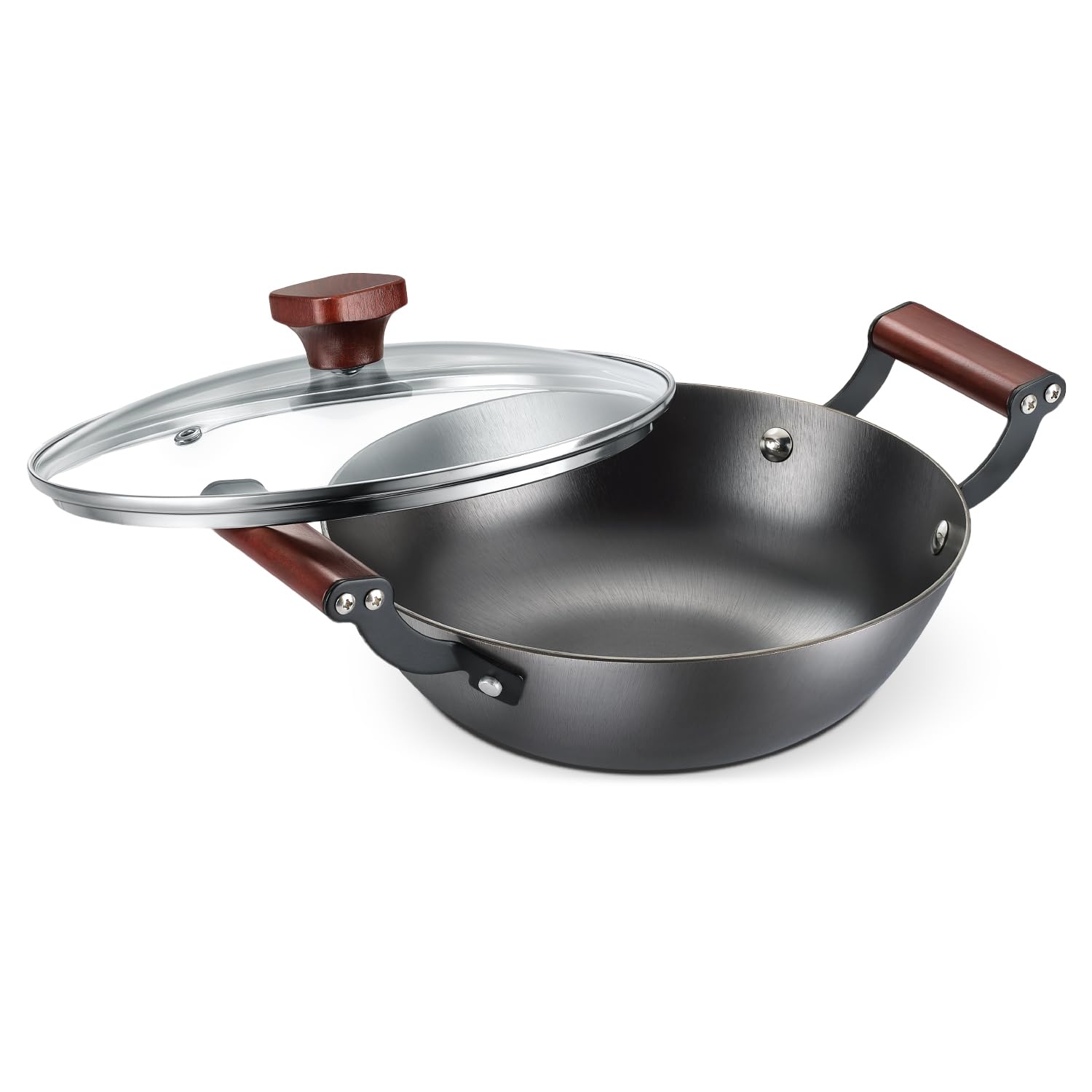 Prestige Nitride Lightweight Cast Iron Kadai 24cm/2.4L with Glass Lid | Castlite Series | Durable & Easy to Clean | Enamel Coated | Gas & Induction Compatible | 15Y Product Warranty
