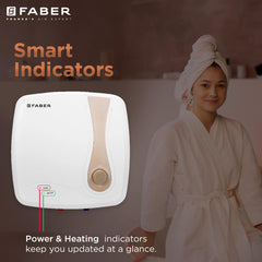 Faber Helios 15L Storage Water Heater | 5★ BEE | Auto Cutout | Warranty:5Y Tank,2Y Element & Product|8 Bar| Glassline Co