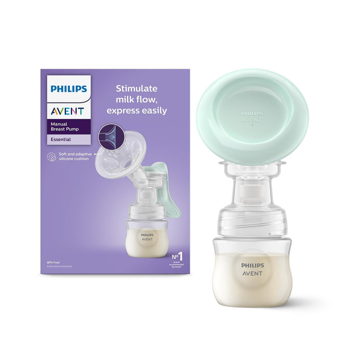 Philips Avent Comfort Manual Breast pump, Natural Motion technology, combines suction and nipple stimulation (SCF330/20)