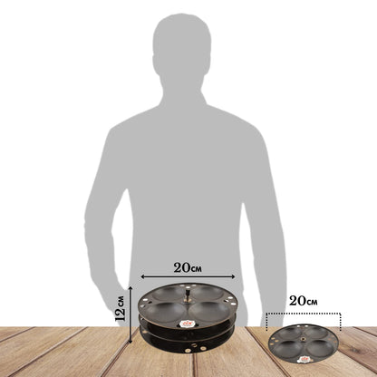 Jain Stainless Steel Nonstick 3 Plate Idly Stand | Idli Maker | Nonstick Idli Stand with Holes for 7.5 liter Prestige Pressure Cooker (12 Idly), Black