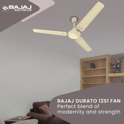 Bajaj Durato 12S1 1200MM (48") Ceiling Fans For Home | BEE Star Rated Energy Efficient Ceiling Fan | Thermatuff Technology | High Air Delivery & High Speed 400 RPM | 3-Yr Warranty 【Ivory】
