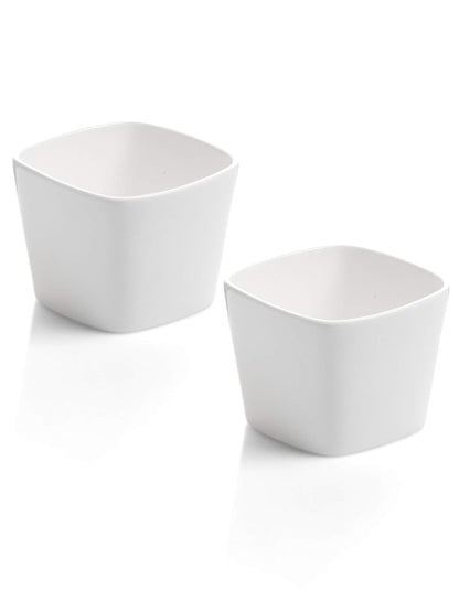 Clay Craft Basics White Ceramic Square Shaped Bowls/Katori for Chatni, sauces,dips, ketchups(Pack of 4)