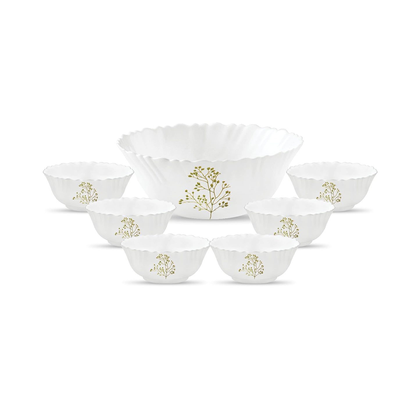 La Opala, Novo Collection, Opal Glass Pudding Set 7 Pcs, English Lavender, White,‎175 ML