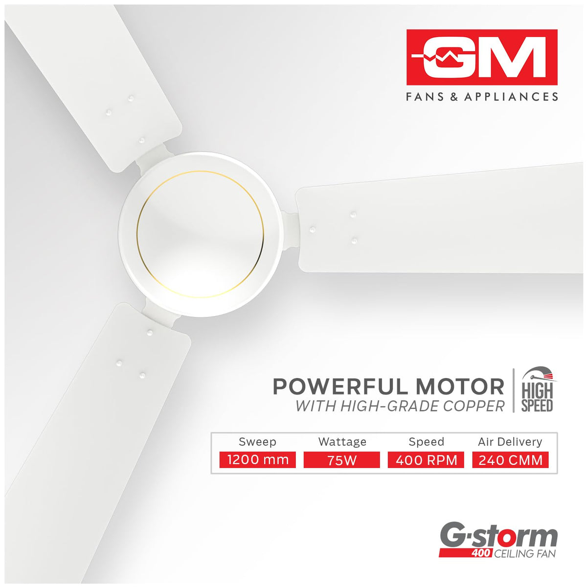 GM Gstorm 1200mm Ceiling Fan Pearl White-4
