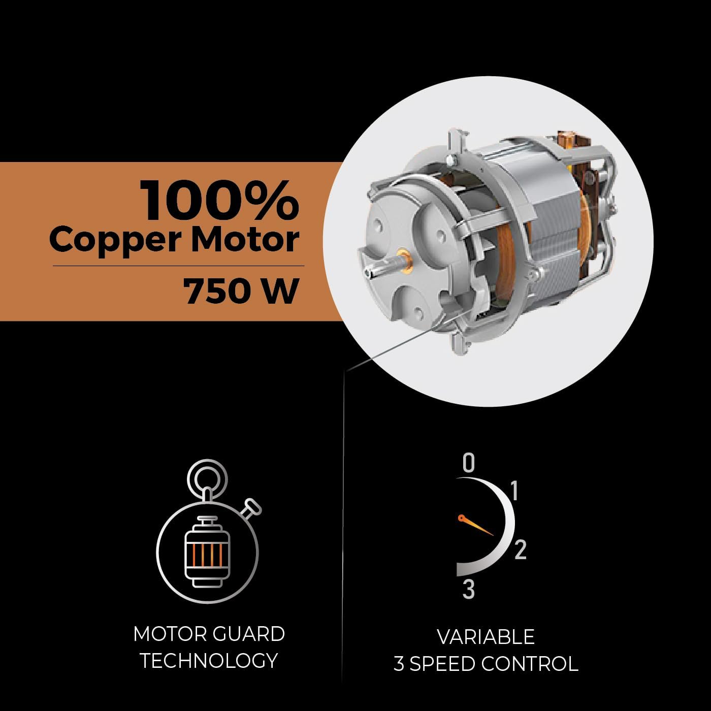 USHA ICHEF 750 Watt 3 JAR Copper Motor Mixer Grinder Hands Free operation with Dual Safety Lock| 2 Yr Product & 5 Yrs Motor Warranty(Red/Black)