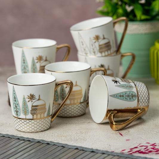 Clay Craft Fine Ceramic Rock Coffee Mug Set of 6-160 Ml Each, Mugs for Coffee, Cups Set, Ideal for Gifting, Perfect for Home & Office, Elegant Ceramic Tea Cup Set (E609)