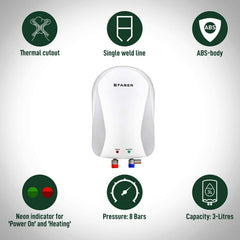 Faber 1Ltr 3KW Instant Water Heater (FWG Insta 1L / 3 kw PRO), White