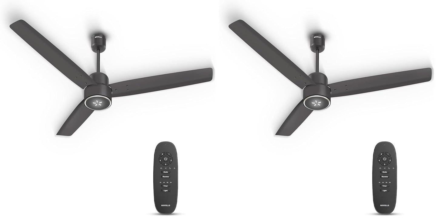 Havells FAB BLDC ULED Ceiling Fan 1200mm, 5 star, LED Speed Indicator, 380 RPM, Up to 65% Savings,Reverse Rotation,4 Speed Modes,Low Wattage 30W,Low Noise,Air Flow:225 CMM, 3 Year Warranty,Smoke Brown