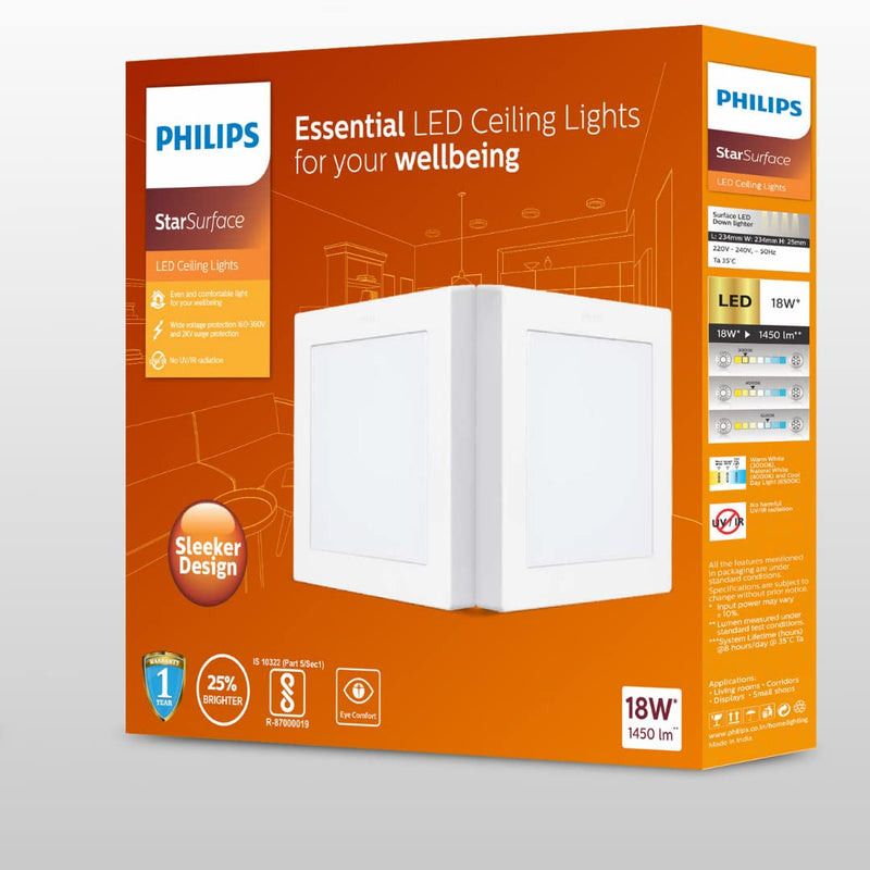 Philips 18-watt Square Star Surface (Warm White, B09SM23HPB)