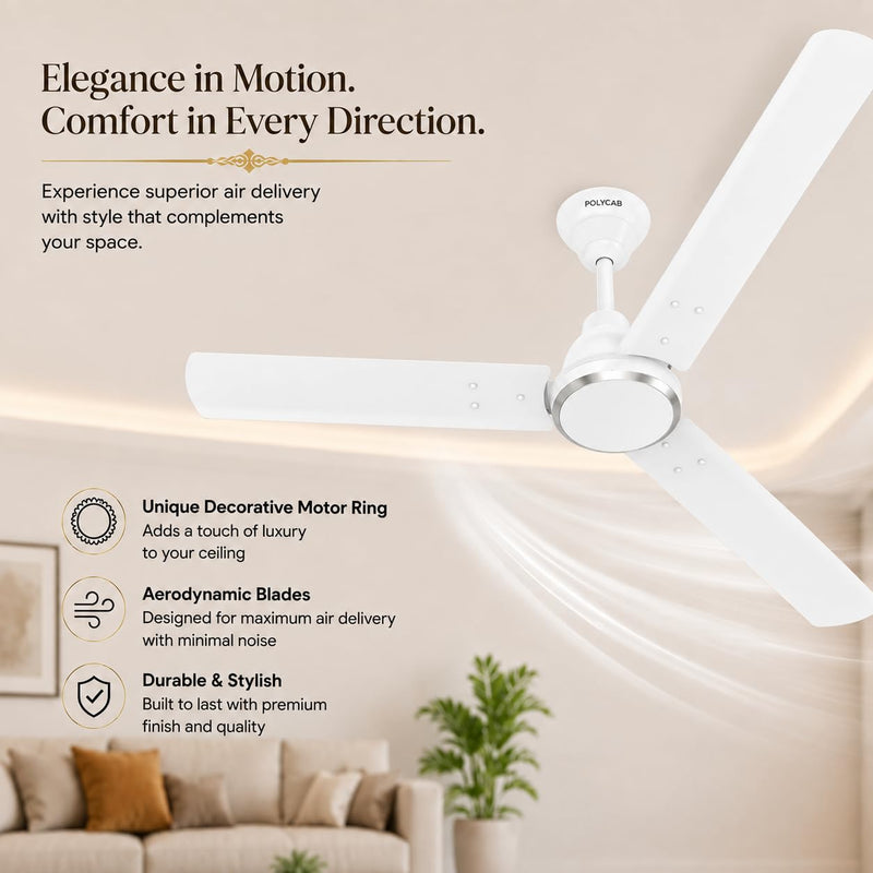 Polycab Aerorush BLDC 1200 mm Ceiling Fan with Remote | 5 Star-2