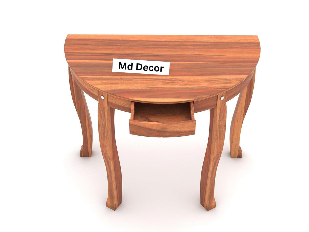 Solid Sheesham Wooden Console Table for Living Room, Entryway, Outdoor, Home Decor, Dining Room (Half Round)
