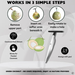 Kmils Stainless Steel Coconut Opener Tool, Coconut Hole Maker, Coconut Water Opener, Coconut Driller