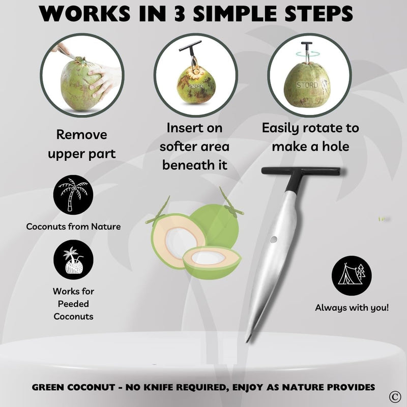 Kmils Stainless Steel Coconut Opener Tool, Coconut Hole Maker, Coconut Water Opener, Coconut Driller