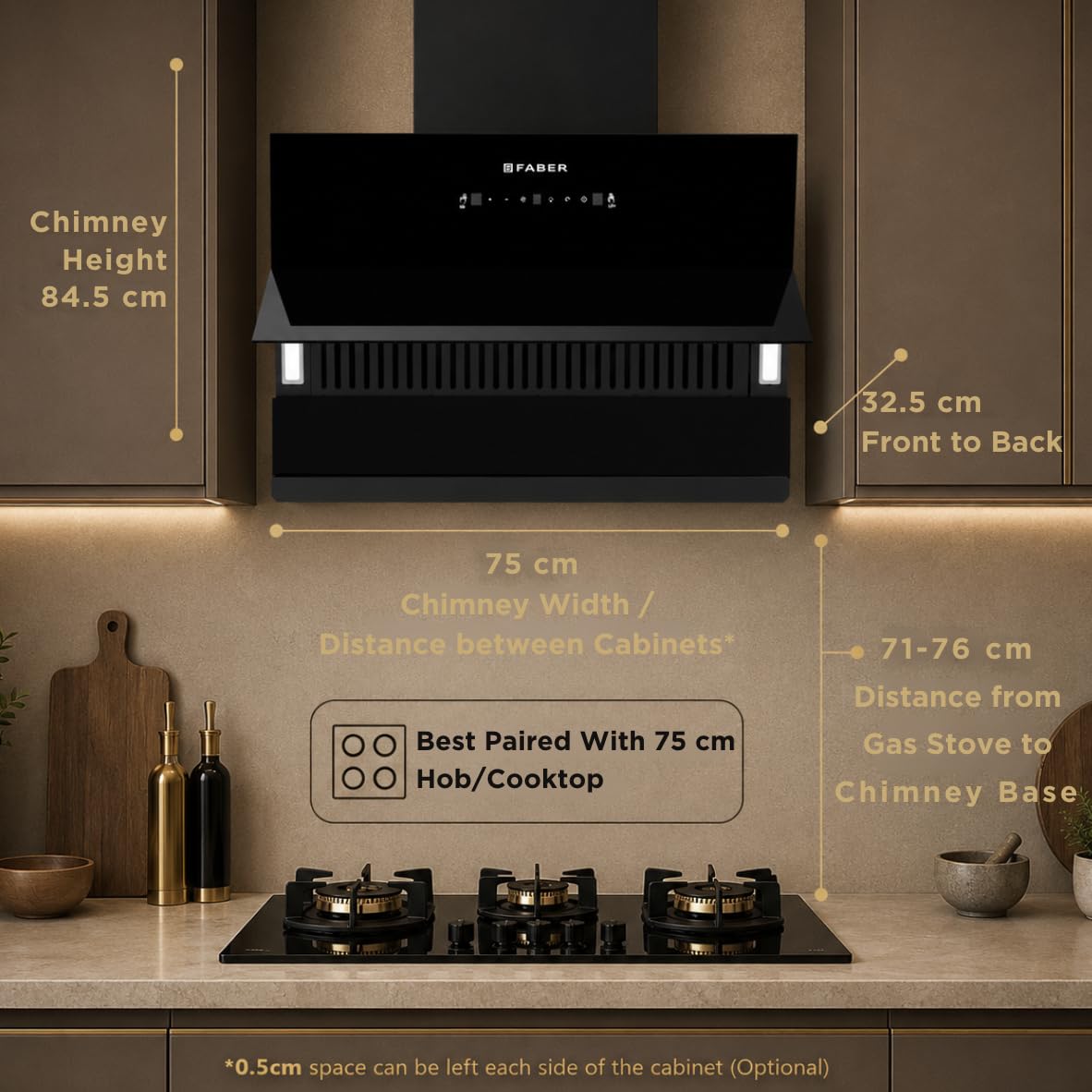 Faber Energy 75cm 1500m³/hr BLDC Autoclean Chimney|9 Speed Silent Hood|Energy Efficient|Filterless |Touch&Gesture Contro
