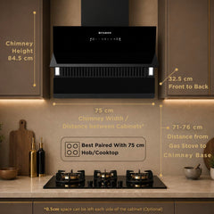 Faber Energy 75cm 1500m³/hr BLDC Autoclean Chimney|9 Speed Silent Hood|Energy Efficient|Filterless |Touch&Gesture Contro