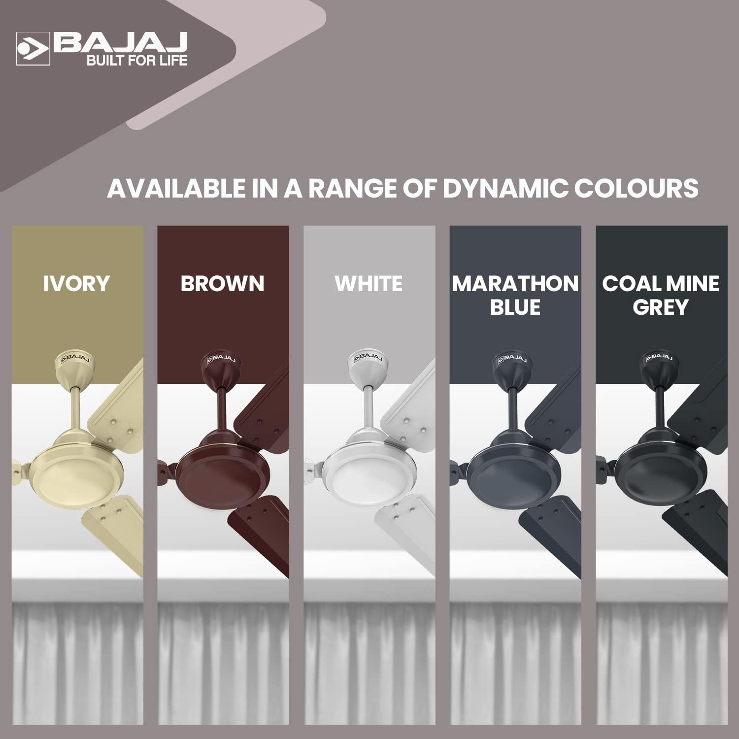 Bajaj Durato 12S1 1200MM (48") Ceiling Fans For Home | BEE Star Rated Energy Efficient Ceiling Fan | Thermatuff Technology | High Air Delivery & High Speed 400 RPM | 3-Yr Warranty 【Ivory】