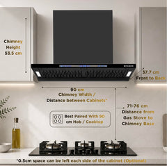 Faber SLIMX 90cm 1500m³/hr BLDC Autoclean Filterless T-Shape Chimney||Built In Oil Collector|Touch & Gesture Control|12Y