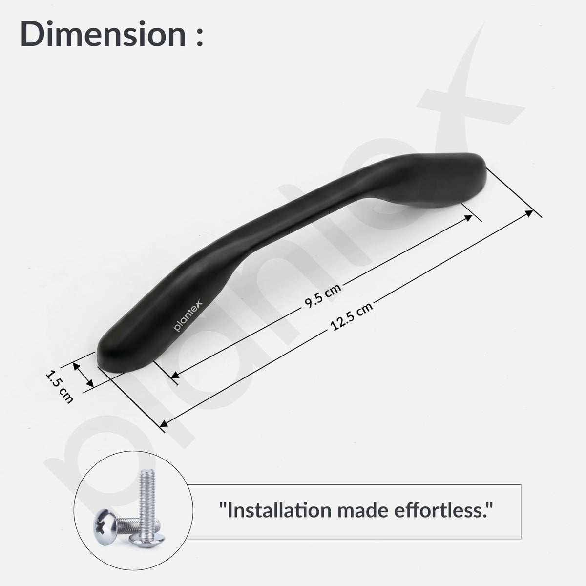 Plantex Cabinet Handle/96mm Handle for Wardrobe/Kitchen Handle/Pull-Push Handle for Home/Office - Pack of 2 (Black)-3