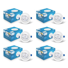 Philips polycarbonate 12 Watt White LED Ceiling COB Round Spot Light with Adjustable Tilt (Pack of 6)