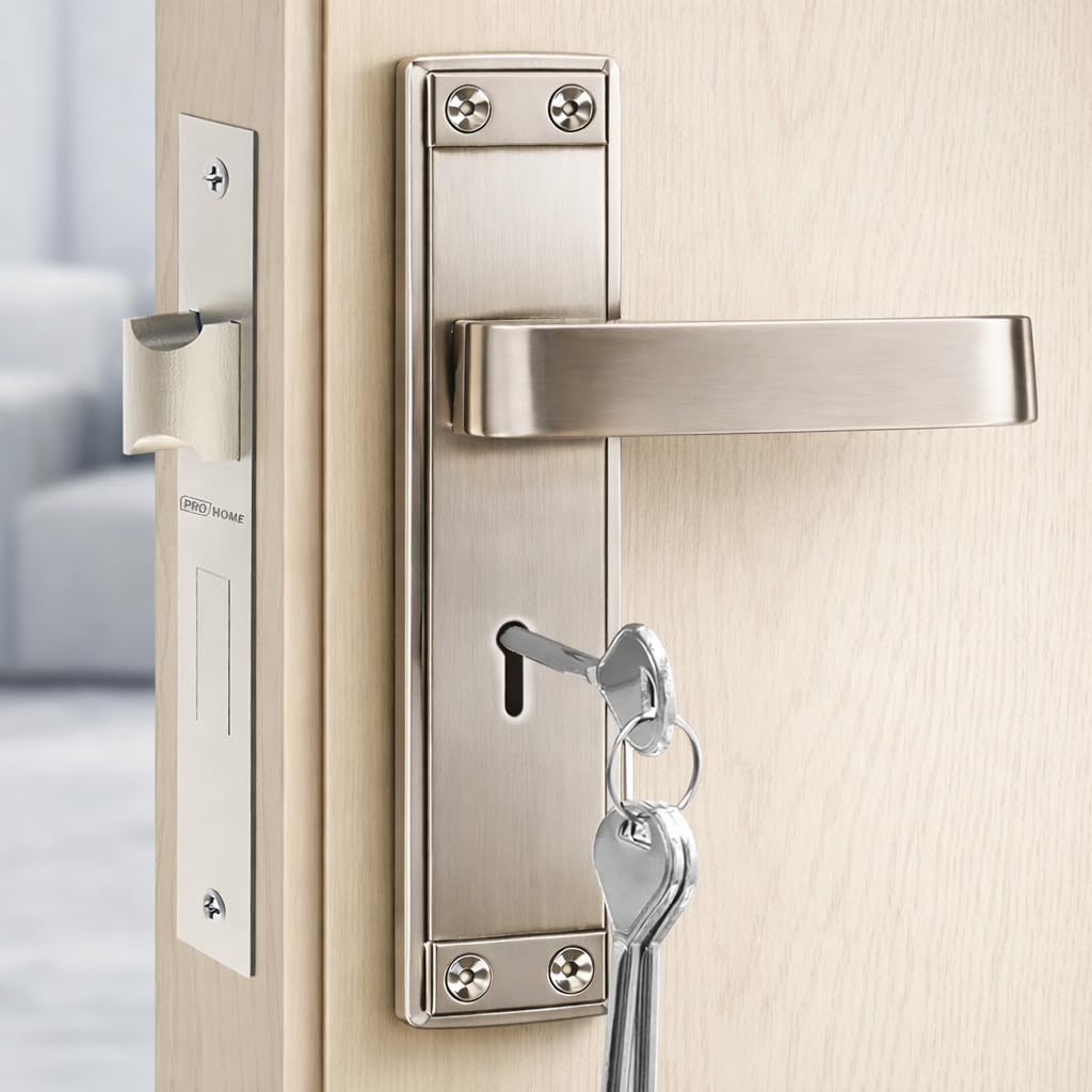 PRO HOME Sentinel Mortise Main Door Lock Set with 6 Lever Mechanism, Heavy Duty MS Steel Body, Includes 2 Keys, Suitable for 25–40 mm Doors, 1 Year Warranty