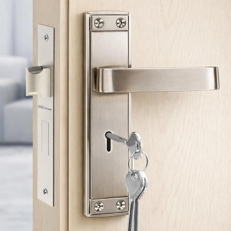 PRO HOME Sentinel Mortise Main Door Lock Set with 6 Lever Mechanism, Heavy Duty MS Steel Body, Includes 2 Keys, Suitable for 25–40 mm Doors, 1 Year Warranty