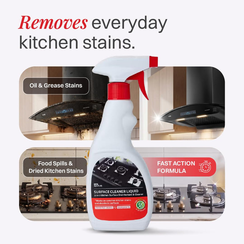 IFB Essentials 2-in-1 Kitchen Cleaner and Surface Cleaner Spray & Disinfectant | Removes Tough Grease, Oil & Food Stains