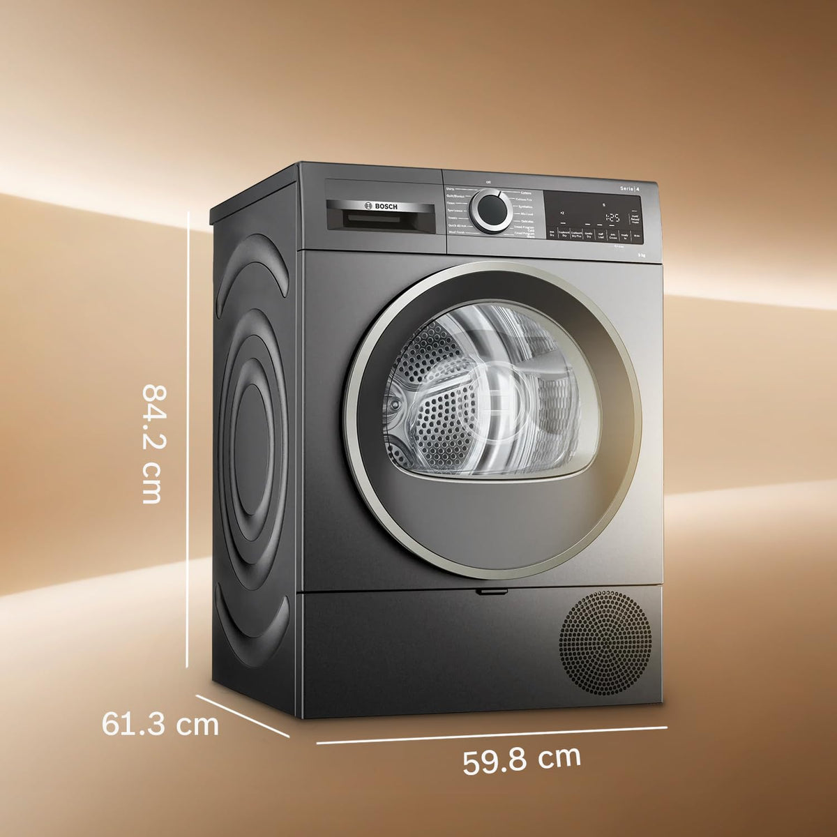 Bosch 9 kg Front Load Fully-Automatic Heat Pump Tumble Dryer, 100% Drying, 5 Drying Options, Reduces 99.9% Allergens, Re