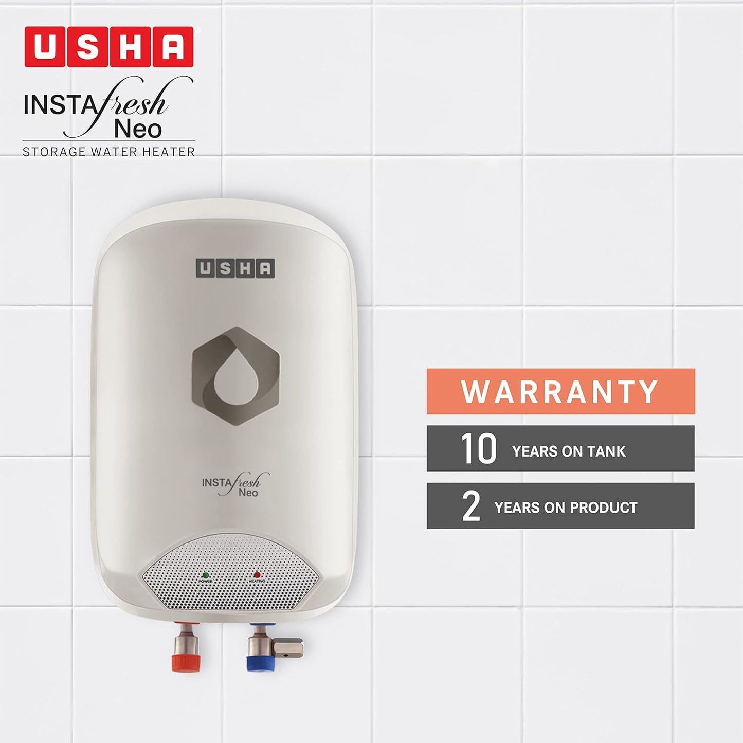Usha Instafesh Neo 5 Litre Instant Water Heater (White), Wall Mounting