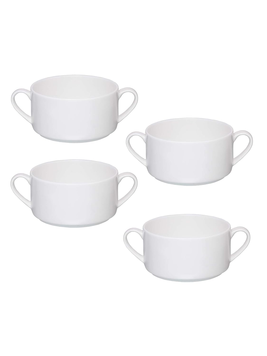 Clay Craft Basics - Ceramic Checkered Hammered Soup Maggie and Noodle Cup, 460ml, 4 Pieces, Multicolour (Stacko Soup Bowl)