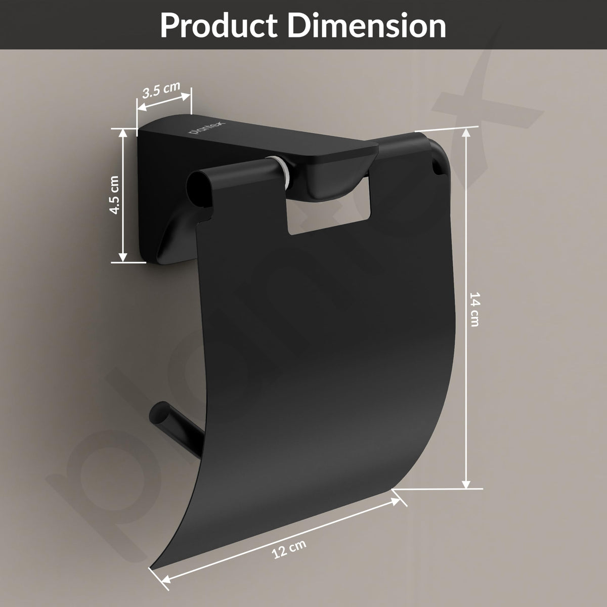 Plantex Space Aluminium Toilet Paper Holder/Tissue Paper Roll Holder in Bathroom/Lavatory/Bathroom Accessories (Black)-3