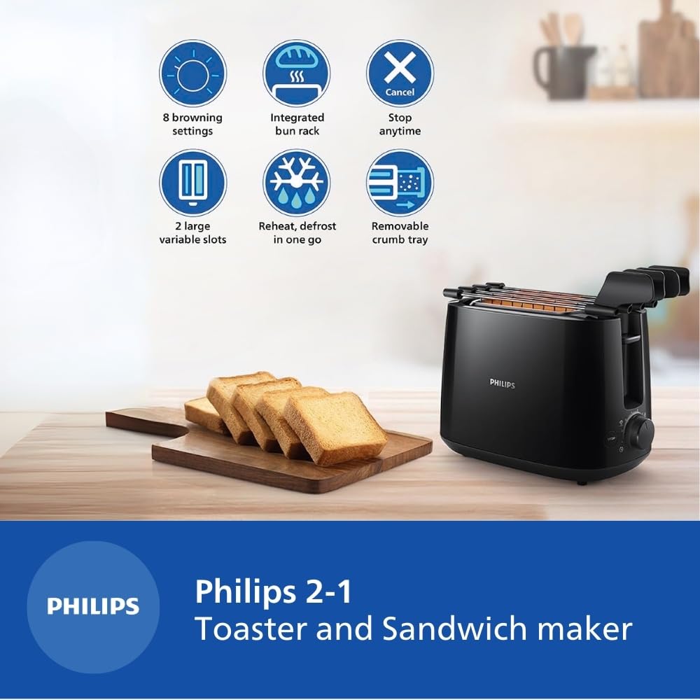 Philips Daily Collection HD2583/90 Toaster, Black