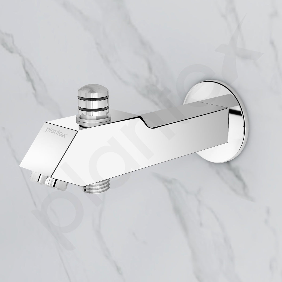 Plantex Pure Brass Bathtub Spout with Button Attachment for Hand Shower with Water Saving Aerator with Teflon Tape and Wall Flange/Spout with Button-(PRI-322-Chrome)-6