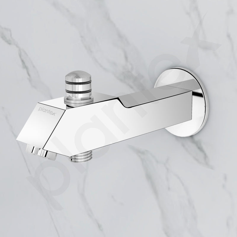 Plantex Pure Brass Bathtub Spout with Button Attachment for Hand Shower with Water Saving Aerator with Teflon Tape and Wall Flange/Spout with Button-(PRI-322-Chrome)-6