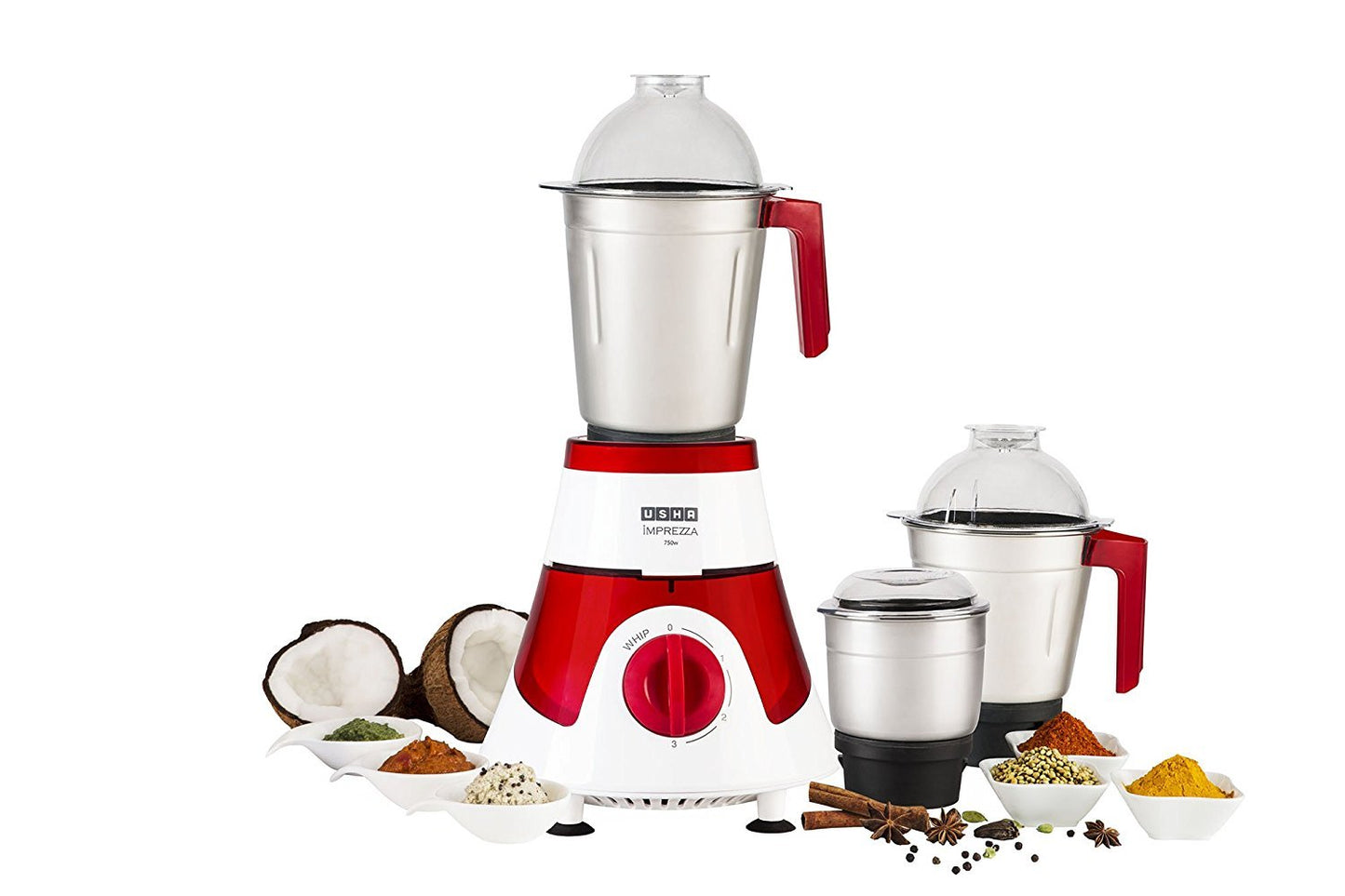 Usha Mixer Grinder 3576 imprezza 750watt 3 jar (RED and White)