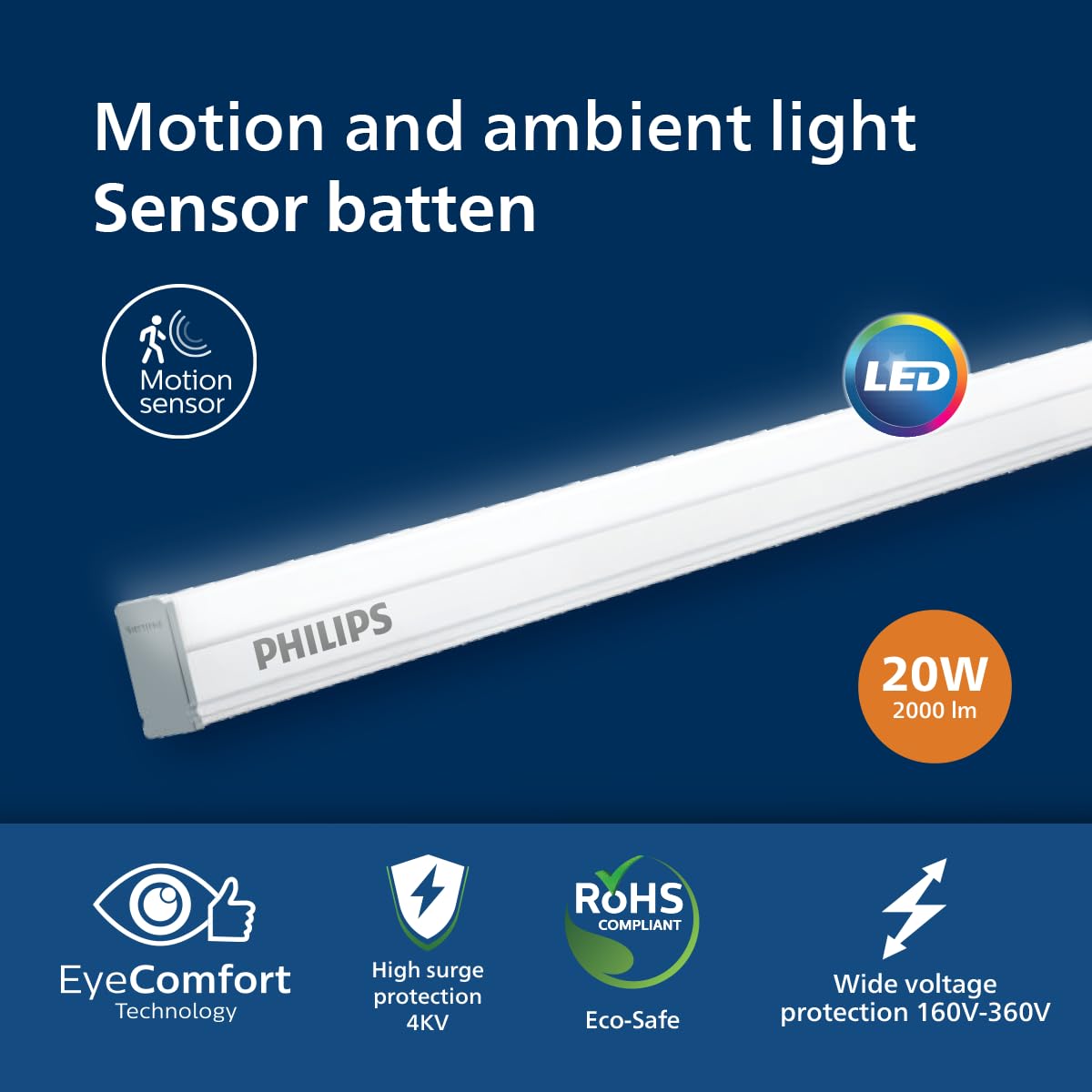Philips Motion Sensing 20W Tubelight (Pack of 2)