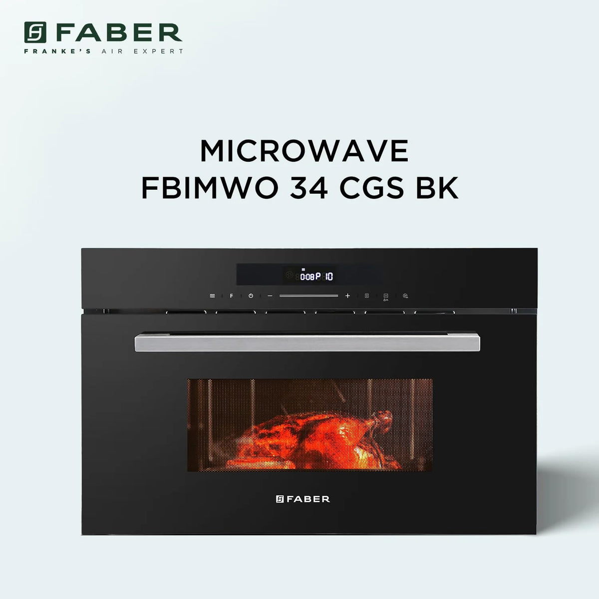 Faber 34L Built-In Black Finish Microwave Oven with Touch Control | Auto Cook Menus & Auto Power Off Protection | Grill,