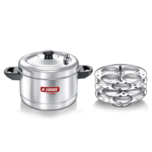 Judge by Prestige Stainless Steel Idli Cooker with 4 Plates, 1 Liters, 25 x 25 x 21 Centimeters, Silver