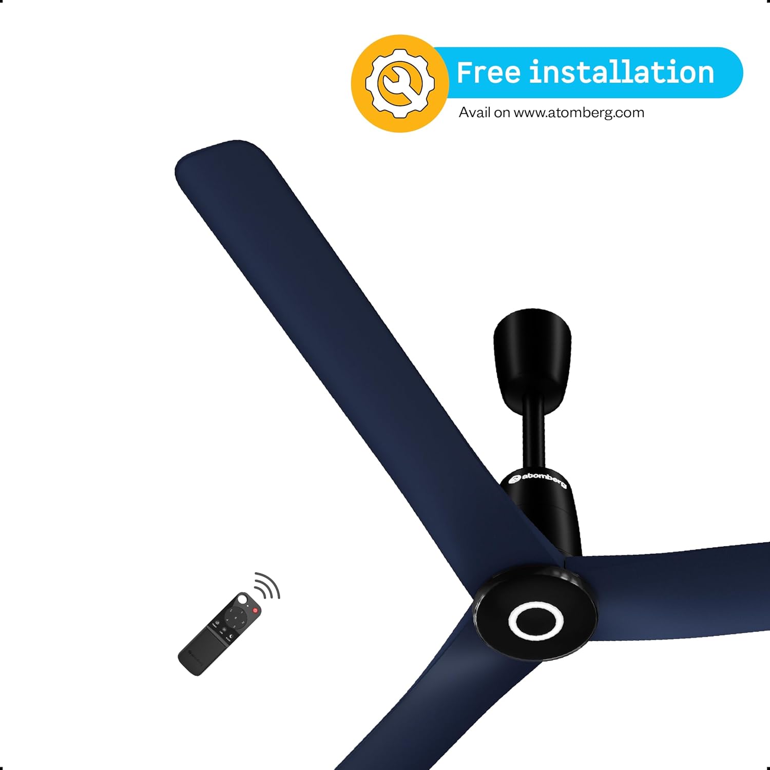 atomberg Aris Contour Smart 1200mm Voice Controlled BLDC Ceiling Fan with Remote | BEE 5 star | Best-in-class Air Flow | Silent Operation| Designer Fan | Free Installation | 5 Year Warranty |Ritz Blue