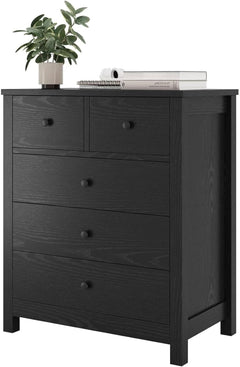 Solid Sheesham Wooden Dresser for Bedroom | Wood Dresser Organizer | 5 Drawer Dresser with Deep Space Storage C