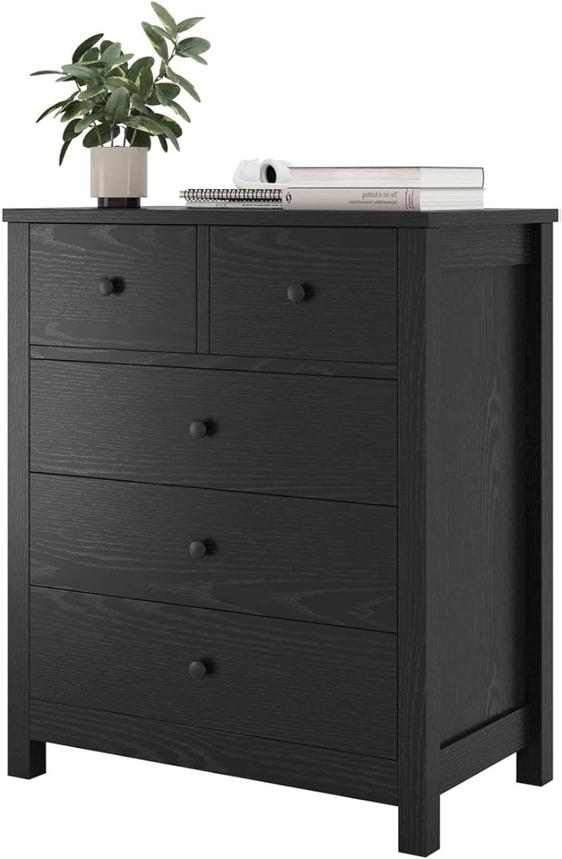 Solid Sheesham Wooden Dresser for Bedroom | Wood Dresser Organizer | 5 Drawer Dresser with Deep Space Storage C
