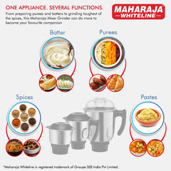 Maharaja Whiteline Joy Elite 750W Mixer Grinder with 4 Jars, Black